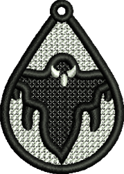 FSL ghost silhouette in a teardrop shape, featuring a black and white color scheme on a textured white background for Hallowe
