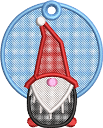 beginner-friendly Christmas elf machine embroidery pattern - FSL Gnome for Gift Tags