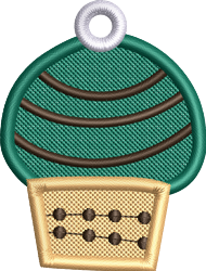 FSL ornamental design element featuring a green arch with curved brown lines, topped with a gold base and circular details.