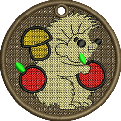 beginner-friendly mushroom machine embroidery pattern - FSL Hedgehog for Backpacks
