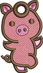 FSL Hog - 4x4 hog quick stitch machine digital embroidery design for Zipper Pulls