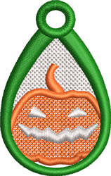 FSL Jack-O-Lantern - 4x4 pumpkin quick stitch embroidery design for Keychains
