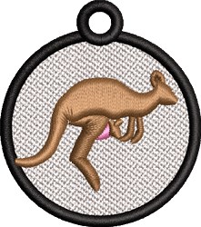 FSL kangaroo in a playful pose, soft brown tones, framed in black, with a whimsical style.