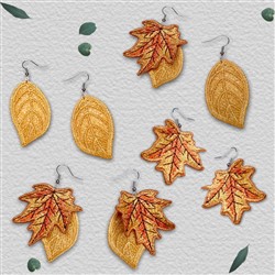 beginner-friendly leaf machine embroidery pattern - FSL Leaf Earrings for Fashion Accessories