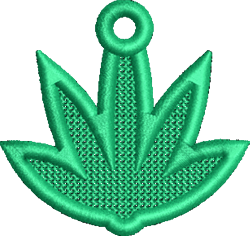 FSL leaf ornament in vibrant green, featuring detailed textures and pointed segments, perfect for nature decor.
