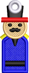 FSL nutcracker soldier with a colorful blue uniform, red hat, and black mustache, perfect for Christmas decor.