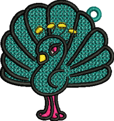 bird beginner-friendly machine embroidery - FSL Peacock perfect for Table Settings