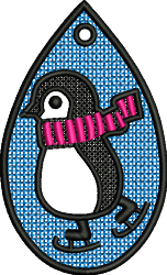 penguin beginner-friendly machine embroidery - FSL Penguin for Winter Scarves