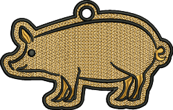 beginner-friendly pig machine embroidery pattern - FSL Pig for reusable tote bags