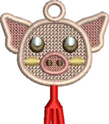 FSL Pig - 4x4 pig quick stitch machine embroidery design perfect for Keychains