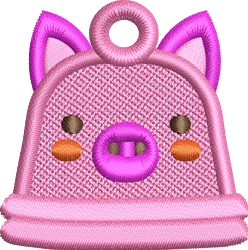 beginner-friendly pig machine embroidery pattern - FSL Pig for reusable tote bags