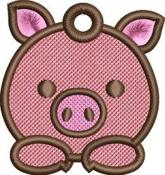 beginner-friendly pig machine embroidery pattern - FSL Pig perfect for Bag Tags