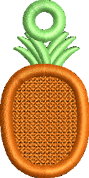FSL pineapple ornament with a vibrant orange body, detailed textures, green leaves, and a hanging loop.