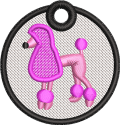 FSL Poodle - 4x4 puppy dog beginner-friendly machine embroidery design for Keychains