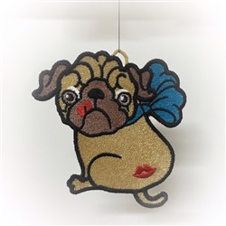 puppy dog detailed machine embroidery - FSL Pug perfect for Pet Lovers Gifts