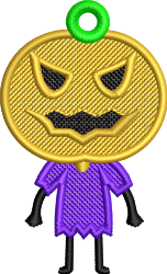FSL Pumpkin Head - 4x4 pumpkin beginner-friendly embroidery design for Costume Accessories