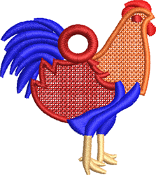 beginner-friendly bird machine embroidery pattern - FSL Rooster for kitchen aprons