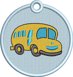 beginner-friendly school machine embroidery pattern - FSL School Bus for Keychains