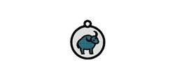 FSL sheep in playful cartoon style with teal color, black outline, and simple circular design on light gray.