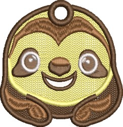 FSL sloth face with large expressive eyes and a cheerful smile, outlined in bright yellow with playful brown accents.
