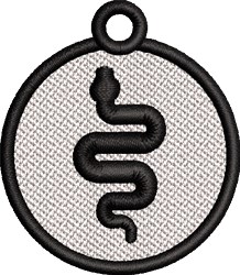 FSL snake silhouette coiled within a circular frame, featuring a minimalistic design on a textured light background.