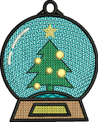 beginner-friendly christmas tree machine embroidery pattern - FSL Snowglobe for Gift Tags