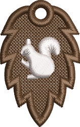 FSL white squirrel nestled in a textured brown leaf outline, showcasing a realistic nature theme.