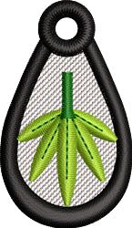FSL stylized leaf design featuring a prominent black outline with modern green leaf depiction in a teardrop shape.
