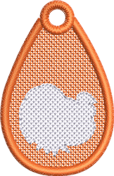 FSL tag shape in vibrant orange with a smooth finish and white decorative element, playful and colorful.
