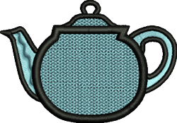 FSL Tea Pot - 4x4 pot quick stitch machine embroidery design for Kitchen Textiles