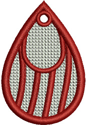 FSL teardrop shape frame with bold red outline, white mesh infill, and striking red stripes, perfect for modern decor.
