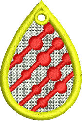 FSL vibrant teardrop shape with yellow outline, accented by red dots on a textured background.