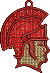 beginner-friendly head machine embroidery pattern - FSL Trojan Head for Team Banners