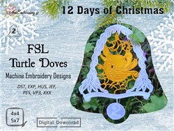 detailed christmas bird machine embroidery pattern - FSL Turtle Doves for Anniversary Gifts