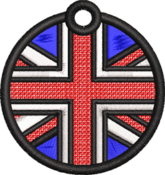 FSL circle featuring a Union Jack design with bold red, blue, and white colors, outlined in black.