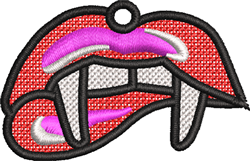 FSL vampire lips with fangs showcase bold red lips and cartoonish white fangs highlighted with purple accents, perfect for Ha