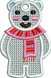 beginner-friendly winter bear machine embroidery pattern - FSL Winter Bear for reusable tote bags