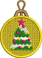 FSL Xmas Tree - 4x4 tree quick stitch embroidery design for Christmas Ornaments