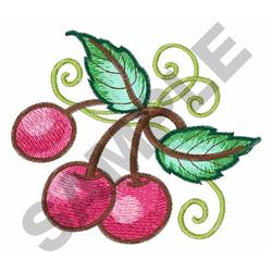 Heart Cherries Embroidery Design, Cherry Hearts Embroidery Design