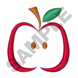 Colorful apple in red with a vibrant green leaf and brown stem, featuring a simple design ideal for kitchen towels.