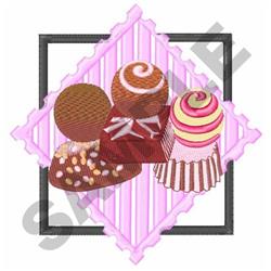 ASSORTED CHOCOLATES - 5x7 chocolate detailed embroidery design for kitchen tea towels