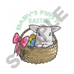 detailed easter bunny rabbit machine embroidery pattern - BABYS FIRST EASTER for kitchen aprons