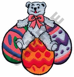 detailed easter bear machine embroidery pattern - BEAR ON EASTER EGGS for decorative pillow covers