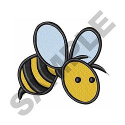 Cartoon bee with a yellow body, blue wings, and black accents in a playful design perfect for children.