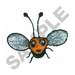 Playful bee with an orange head and silver wings, perfect for children's clothing or casual items.