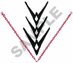 Abstract geometric design featuring black triangle shapes and red lines on a white background, modern and minimalistic style.