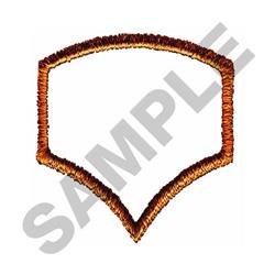 Blank shield shape with a thick brown outline, simple and bold design, ideal for customization.