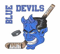 detailed devil machine digital embroidery pattern - BLUE DEVILS perfect for Caps