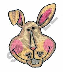 Whimsical bunny face design with light brown fur, large ears, and pink cheeks. Perfect for Easter crafts.