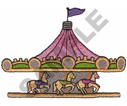 carousel detailed machine digital embroidery - CAROUSEL perfect for reusable tote bags